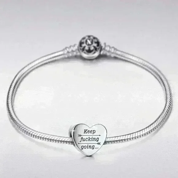 Heart Charm Fit for Pandora Charms Bracelet Inspirational Engraving Jewelry Pers - Picture 5 of 7